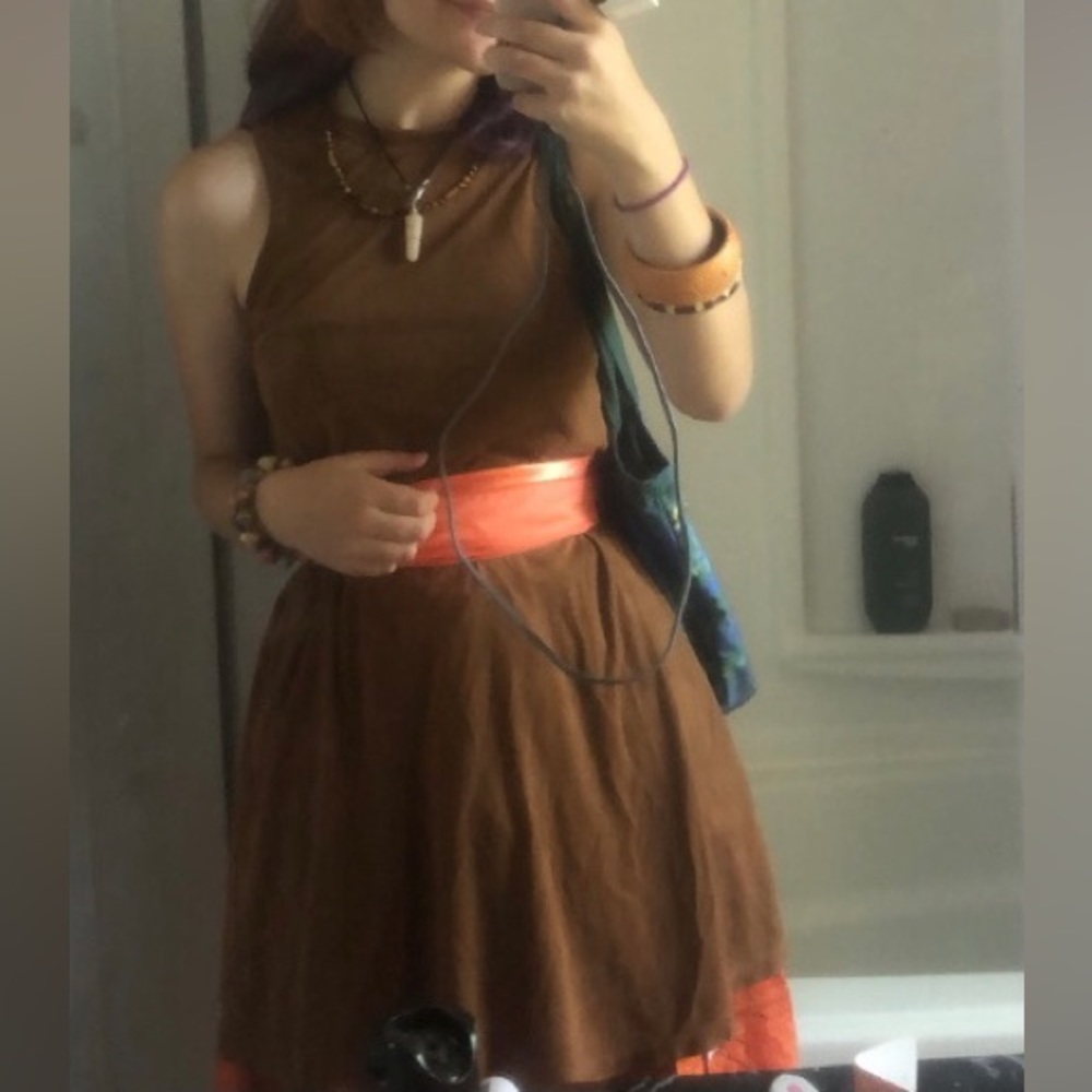 Suede brown mini dress